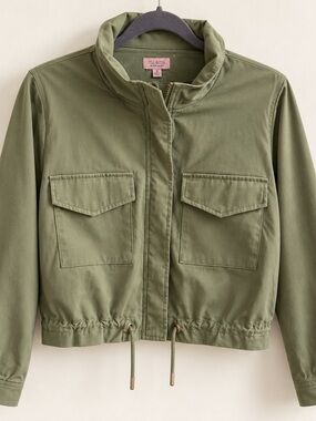 miami olive green utility drawstring jacket